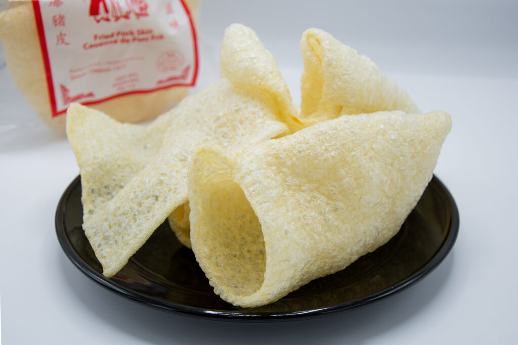 Viet My fried pork skin, bóng bì, with the bag